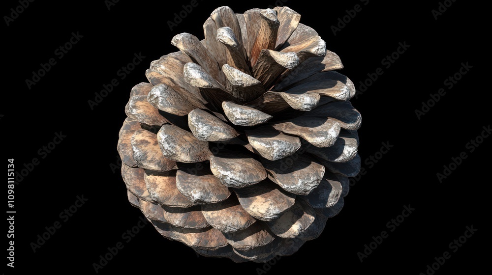 Poster a detailed close up view of a single pine cone
