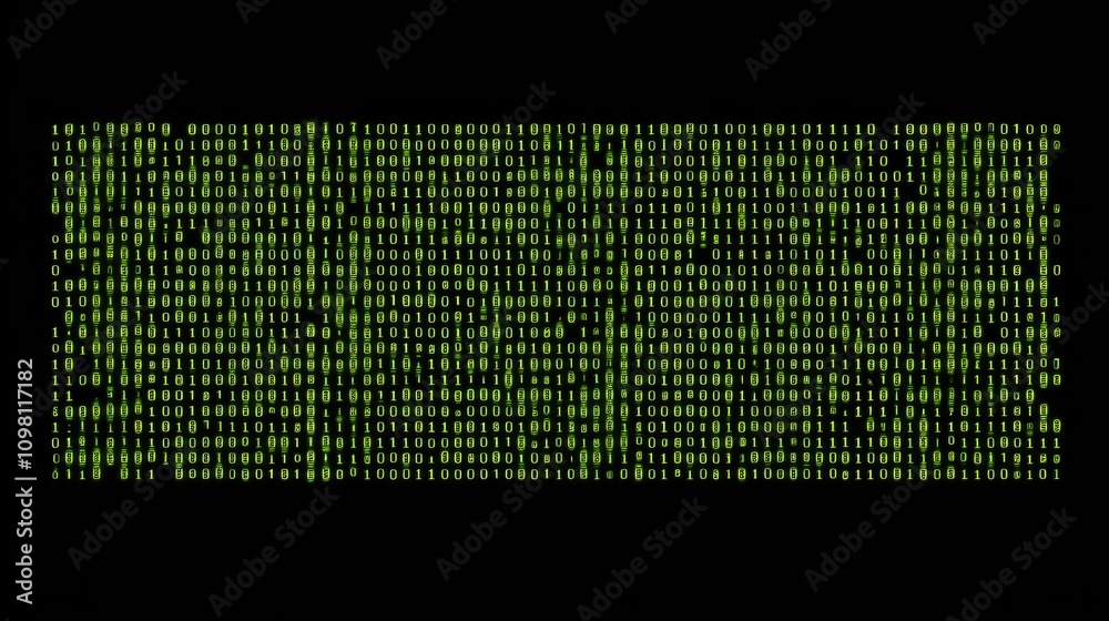 Poster digital binary code overlay with dark background