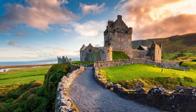 famous gothic style castle classiebawn in stunning nature setting in county sligo ireland popular travel landmark irish landscape signature point of interest for tourist