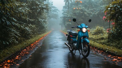 Obraz premium Motorcycle in mist