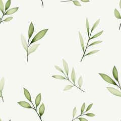A delicate pattern of green leaves on a light background, adding a natural and botanical touch to any design or decor.