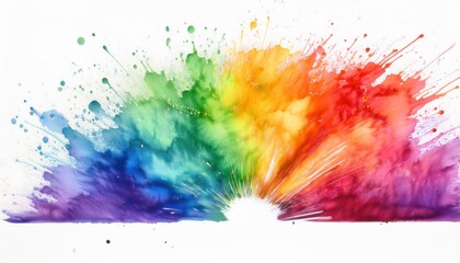Fototapeta premium Explosive Spectrum of Creativity. Abstract Watercolor Splashes Capturing the Dynamic Burst of Vibrant Colors from Purple to Red, Perfect for Artistic Inspiration, Branding, or Modern Design Concepts