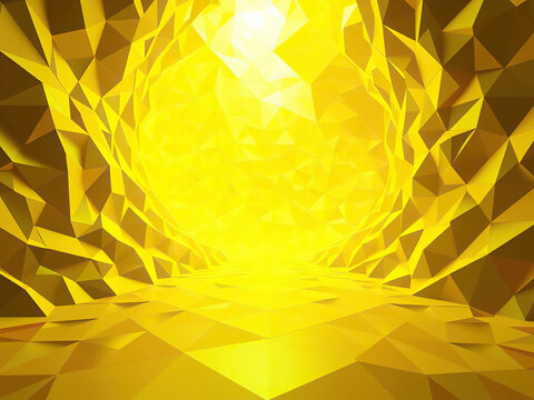 Contemporary geometric mosaic with yellow green polygons, abstract, triangles, backdrop, modern art