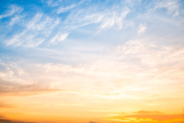 Beautiful , luxury soft gradient orange gold clouds and sunlight on the blue sky perfect for the...