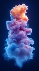 Colorful, bright smoke on a black background creates a contrasting and mysterious effect. The bright shades of smoke floating in the air look like waves. The black background enhances the expressivene