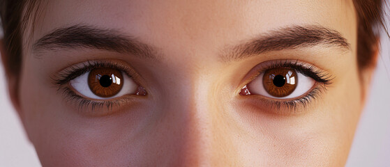 Naklejka premium Closeup of Stunning Brown Eyes, Captivating Gaze, Female Portrait