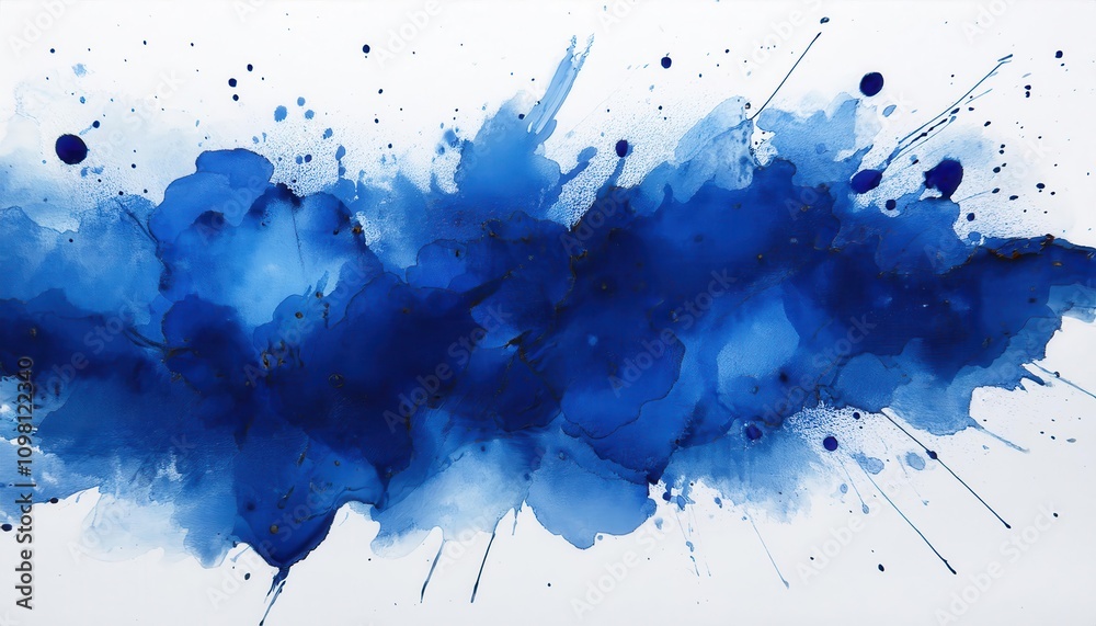 Poster Explosive Aesthetics. Vibrant Blue Abstract Ink Splash Representing Creativity, Freedom, and Dynamic Expression in Modern Art with Applications in Digital Design and Home Decor Concepts