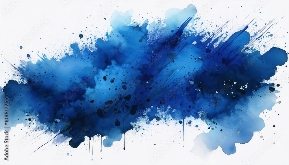 Poster Explosive Aesthetics. Vibrant Blue Abstract Ink Splash Representing Creativity, Freedom, and Dynamic Expression in Modern Art with Applications in Digital Design and Home Decor Concepts