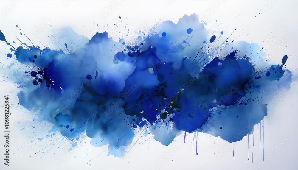 Aufkleber Explosive Aesthetics. Vibrant Blue Abstract Ink Splash Representing Creativity, Freedom, and Dynamic Expression in Modern Art with Applications in Digital Design and Home Decor Concepts