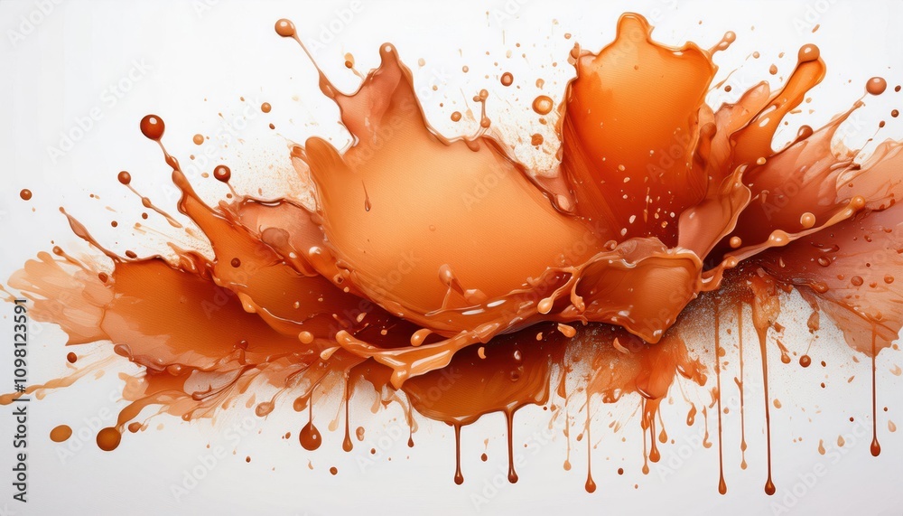Poster dynamic explosion of vivid orange splash capturing the essence of energy, creativity, and abstract f