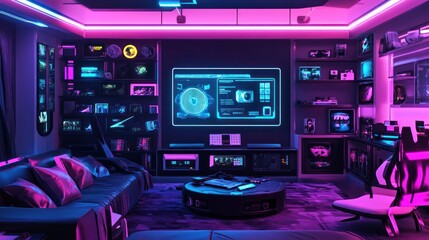 Fototapeta premium Futuristic Gaming Room Interior Design