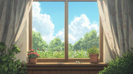Fototapeta premium Charming Countryside Window View