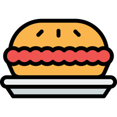 Burger Cake Illustration Thick Line Filled Colors Icon Stickers