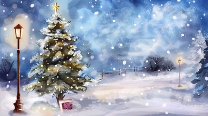 Hand-Painted Christmas Background: A Captivating Holiday Dreamscape