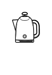 Obraz premium Stylish Retro Electric Kettle Vector Icon in Minimalist Black and White Design for Kitchenware Branding