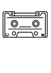 Obraz premium Outline Vector Illustration of a Classic Audio Cassette Tape in Minimalist Design for Retro Music Branding