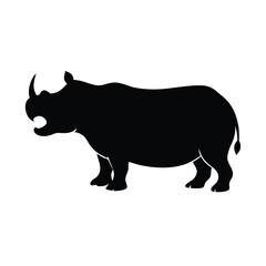 Fototapeta premium a black silhouette of a rhinoceros