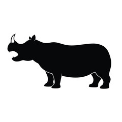 Fototapeta premium a black silhouette of a rhinoceros