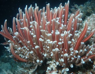 Tube Worm Siboglinidae Riftia pachyptila, phyla Pogonophora and Vestimentifera in Pacific ocean