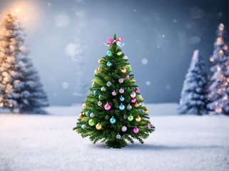 Decorated Christmas tree with space for text.