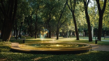 Naklejka premium Magical park scene with glowing pattern
