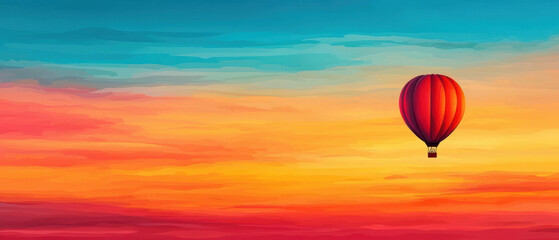 Obraz premium a bicycle-powered hot air balloon soaring against a vibrant sunrise sky