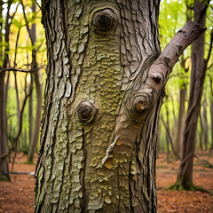 Close up of old tree trunk in the forest