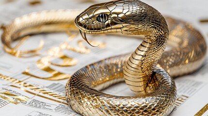 Fototapeta premium Coiled Venomous Snake Striking in Lush Natural Habitat