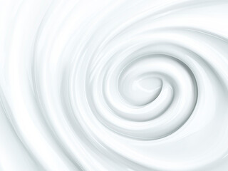 A smooth, white swirl pattern with a glossy texture creating a luxurious and creamy appearance. 