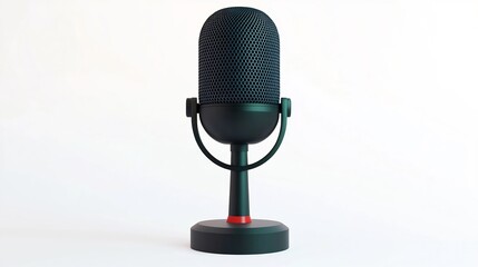 Echo-Free Microphone Icon with Subtle Sound Rings,Isolated on White,3D