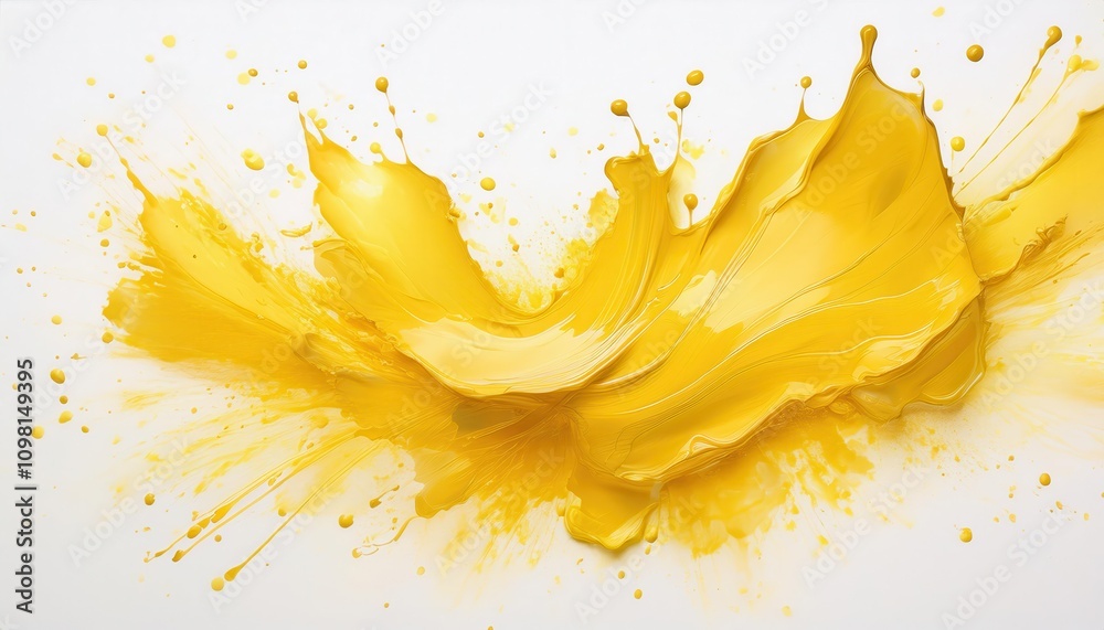 Poster Vivid Burst of Yellow Paint Exploding with Energy. Dynamic Expression of Creativity and Artistry Showcasing Abstract Motion and Vibrancy, Perfect for Design Inspiration or Marketing Campaigns