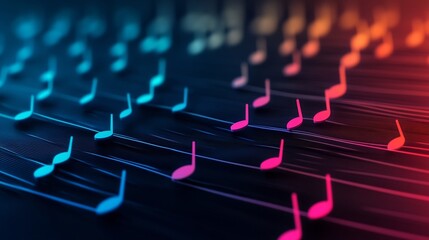 Obraz premium Music Notes Merging into Rhythmic Waveform 3D