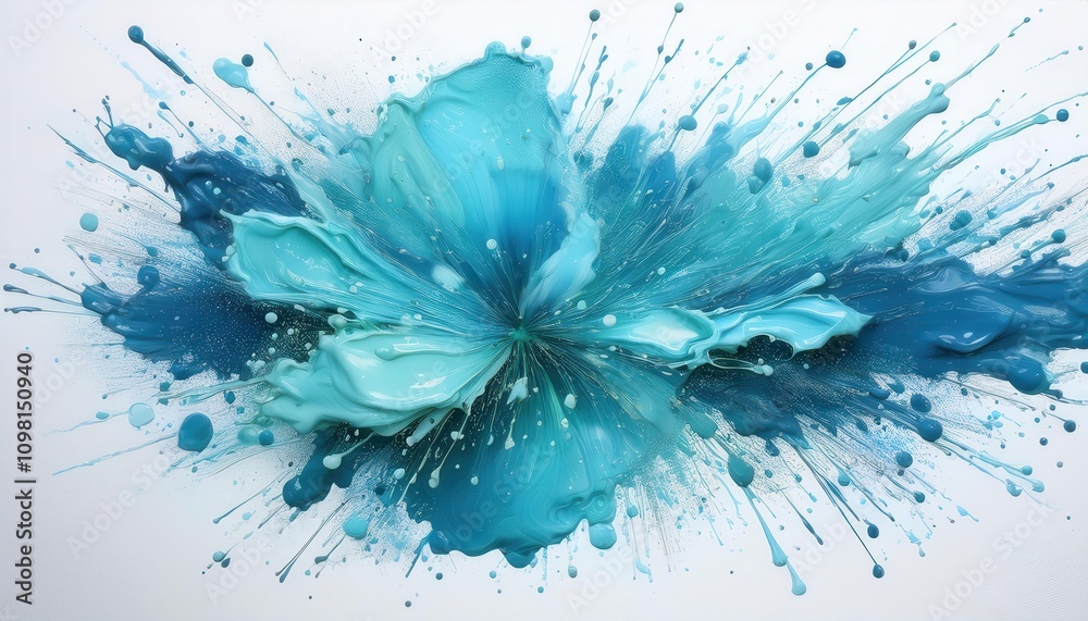 Aufkleber dynamic oceanic energy explosion. mesmerizing abstract of turquoise splashes evoking fluid motion an