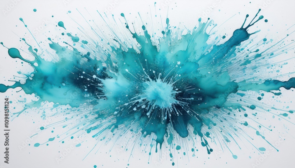 Aufkleber dynamic oceanic energy explosion. mesmerizing abstract of turquoise splashes evoking fluid motion an