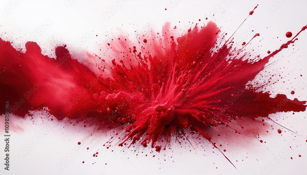 Poster dynamic explosion of vibrant red liquid. abstract high speed splash art capturing energy, passion, a