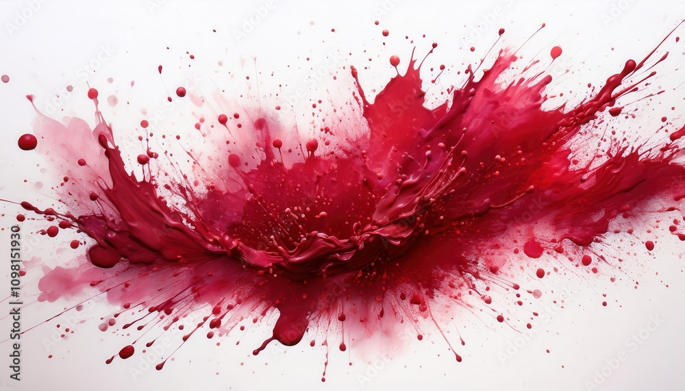 Poster dynamic explosion of vibrant red liquid. abstract high speed splash art capturing energy, passion, a