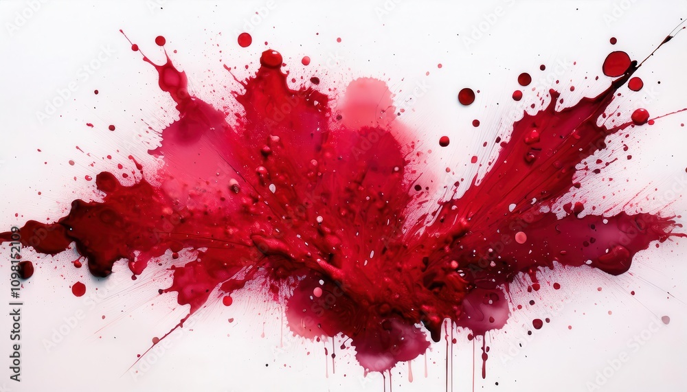 Poster dynamic explosion of vibrant red liquid. abstract high speed splash art capturing energy, passion, a