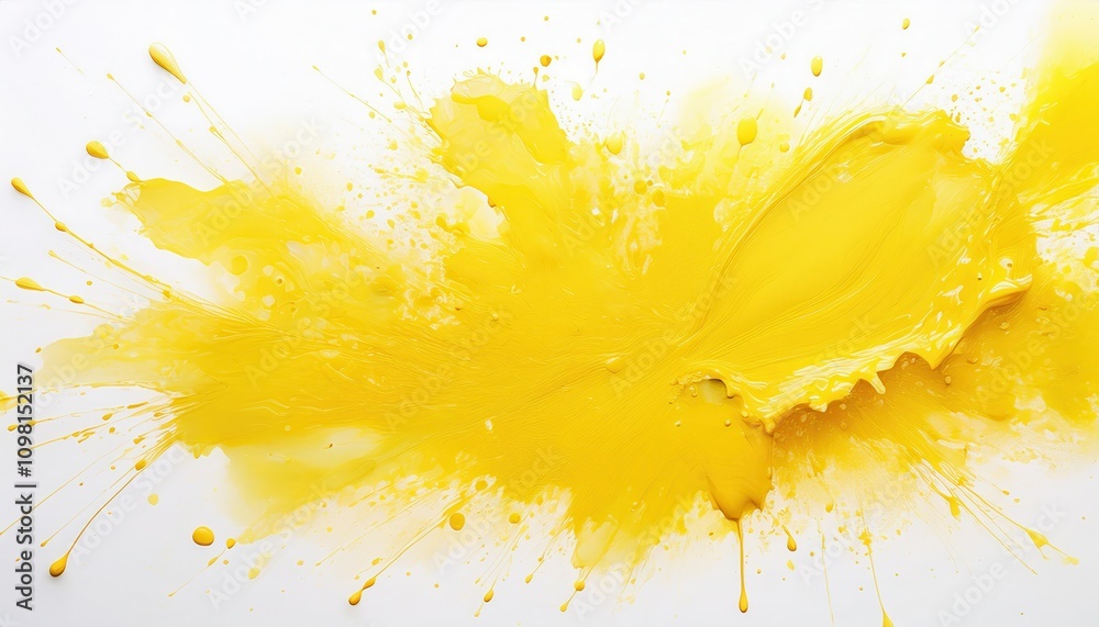 Poster radiant yellow paint explosion captured in mid motion. dynamic and vibrant display of abstract energ