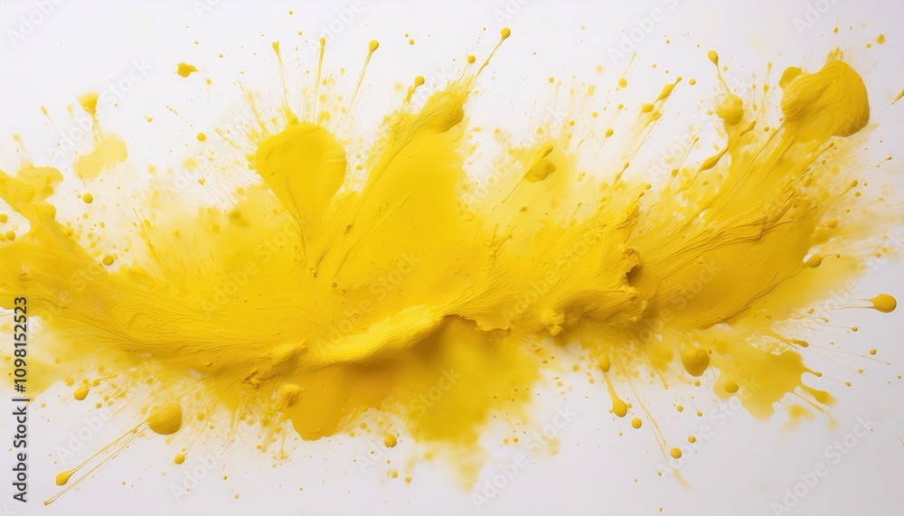 Poster radiant yellow paint explosion captured in mid motion. dynamic and vibrant display of abstract energ