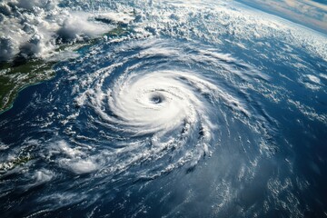 Satellite image reveals the evolution of hurricane over the atlantic, highlighting swirling clouds and intense weather events