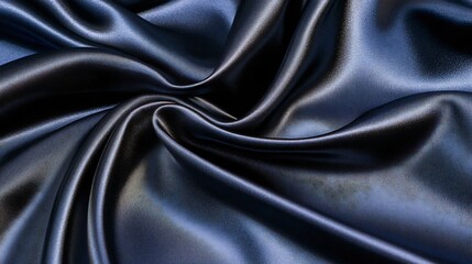 Fototapeta premium Luxurious Flowing Black Silk Fabric Texture Showcasing Elegant Sophistication