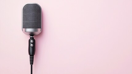 Fototapeta premium Minimal Profile Speaking into a Microphone with Balanced Sound Waves