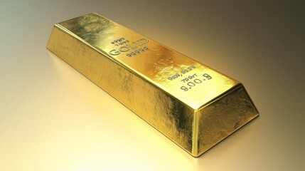 Fototapeta premium Shiny Golden Bar of Precious Metal Ingot for Wealth and Financial Success