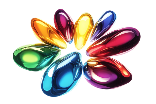 set of colorful shapes  transparent background, PNG file