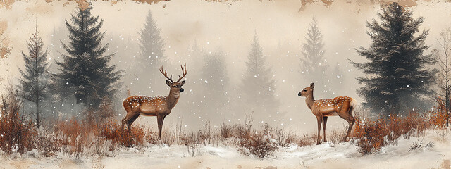 Reindeers in the forest
