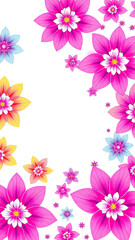 Geometric halftone pattern in three colors with floral shapes on white background, minimalist, flower shape