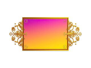Gradient color combination of yellow and purple with a decorative border element, decorative, digital illustration, ornamental