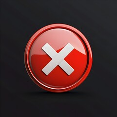 Fototapeta premium Glossy Red Circle with White Cross Icon