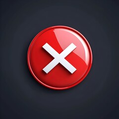 Obraz premium Glossy Red Circle with White Cross Icon