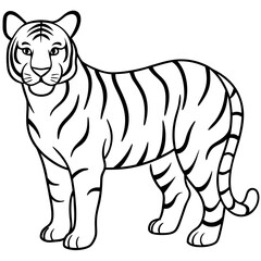 Obraz premium tiger icon vector illustration in black lines with white background